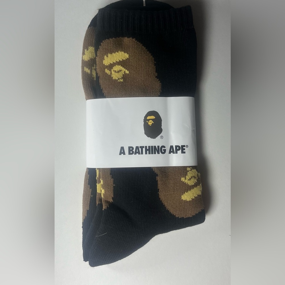 Bape Ape Head Pattern Socks - Black - Size Large